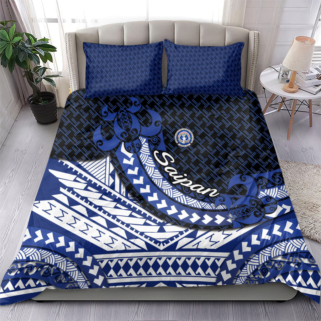 Northern Mariana Islands Saipan Bedding Set Polynesian Tribal Pattern - Commonwealth Seal Art