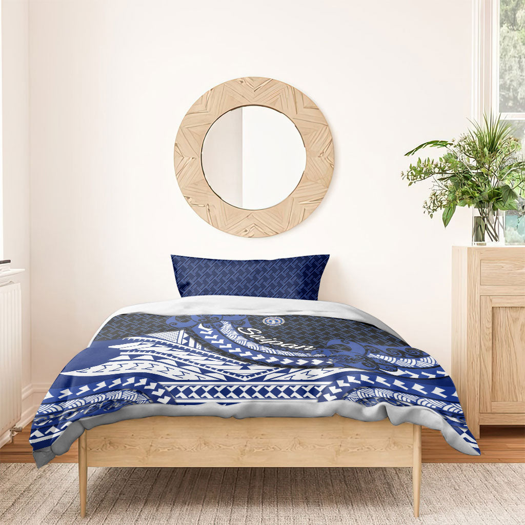 Northern Mariana Islands Saipan Bedding Set Polynesian Tribal Pattern - Commonwealth Seal Art