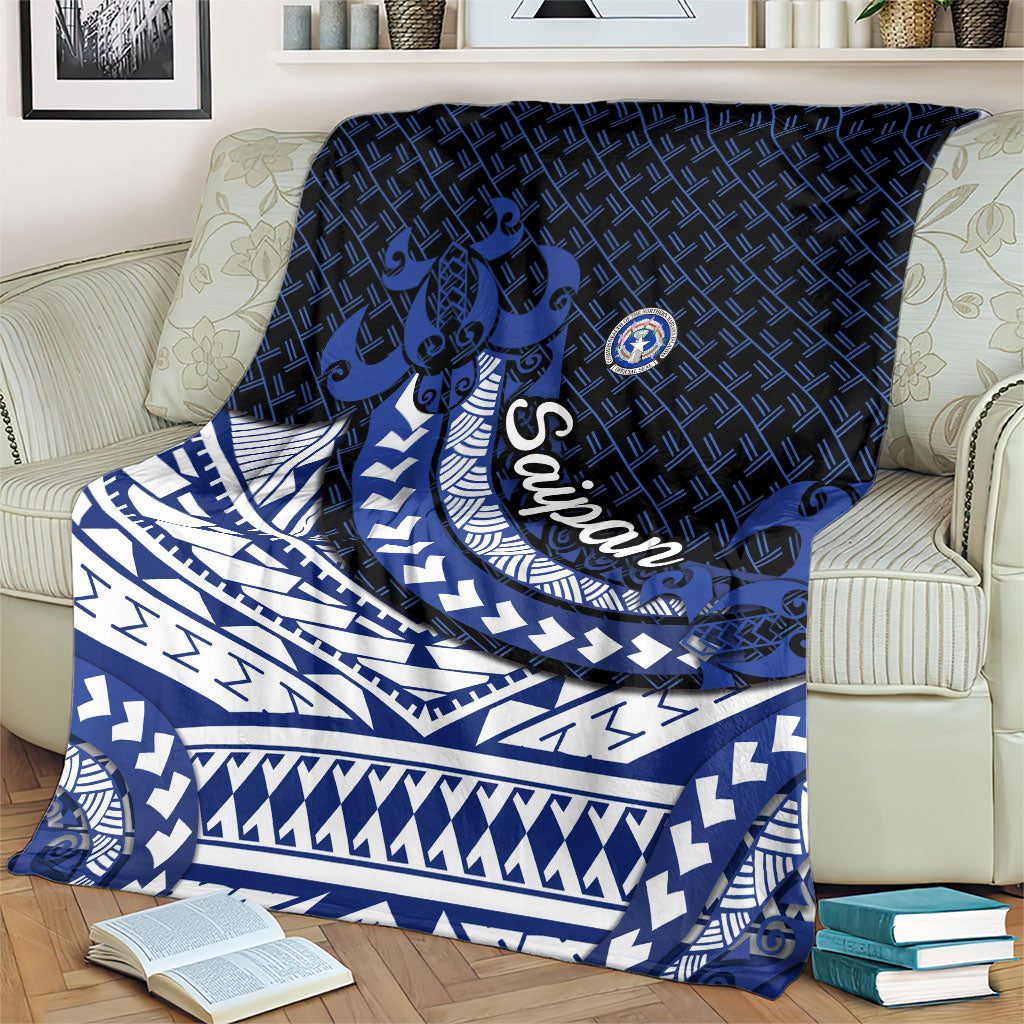 Northern Mariana Islands Saipan Blanket Polynesian Tribal Pattern - Commonwealth Seal Art