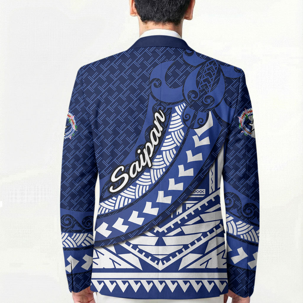 Northern Mariana Islands Saipan Blazer Polynesian Tribal Pattern - Commonwealth Seal Art