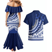 Northern Mariana Islands Saipan Couples Matching Mermaid Dress and Hawaiian Shirt Polynesian Tribal Pattern - Commonwealth Seal Art TS04 - Polynesian Pride