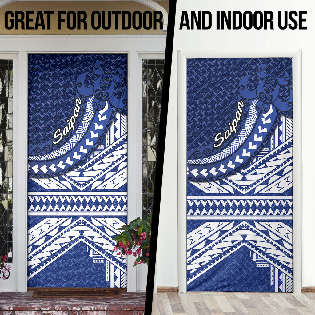 Northern Mariana Islands Saipan Door Cover Polynesian Tribal Pattern - Commonwealth Seal Art