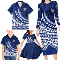 Northern Mariana Islands Saipan Family Matching Long Sleeve Bodycon Dress and Hawaiian Shirt Polynesian Tribal Pattern - Commonwealth Seal Art TS04 - Polynesian Pride