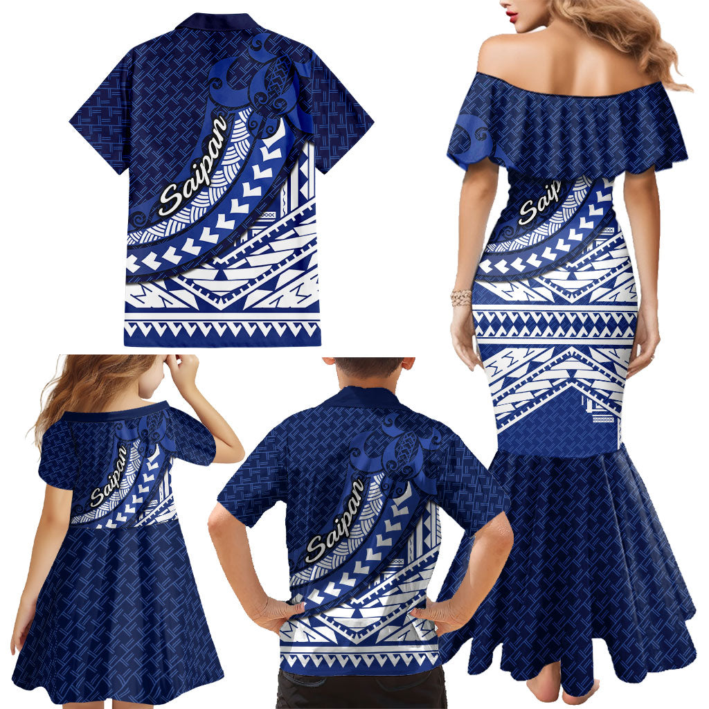 Northern Mariana Islands Saipan Family Matching Mermaid Dress and Hawaiian Shirt Polynesian Tribal Pattern - Commonwealth Seal Art TS04 - Polynesian Pride