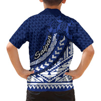 Northern Mariana Islands Saipan Family Matching Off The Shoulder Long Sleeve Dress and Hawaiian Shirt Polynesian Tribal Pattern - Commonwealth Seal Art TS04 - Polynesian Pride