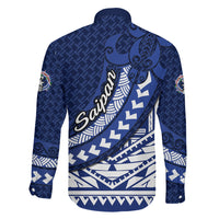 Northern Mariana Islands Saipan Family Matching Off The Shoulder Long Sleeve Dress and Hawaiian Shirt Polynesian Tribal Pattern - Commonwealth Seal Art TS04 - Polynesian Pride