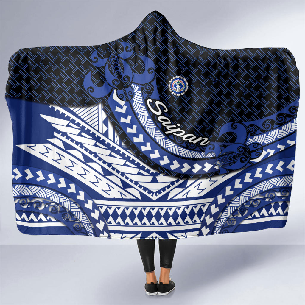 Northern Mariana Islands Saipan Hooded Blanket Polynesian Tribal Pattern - Commonwealth Seal Art