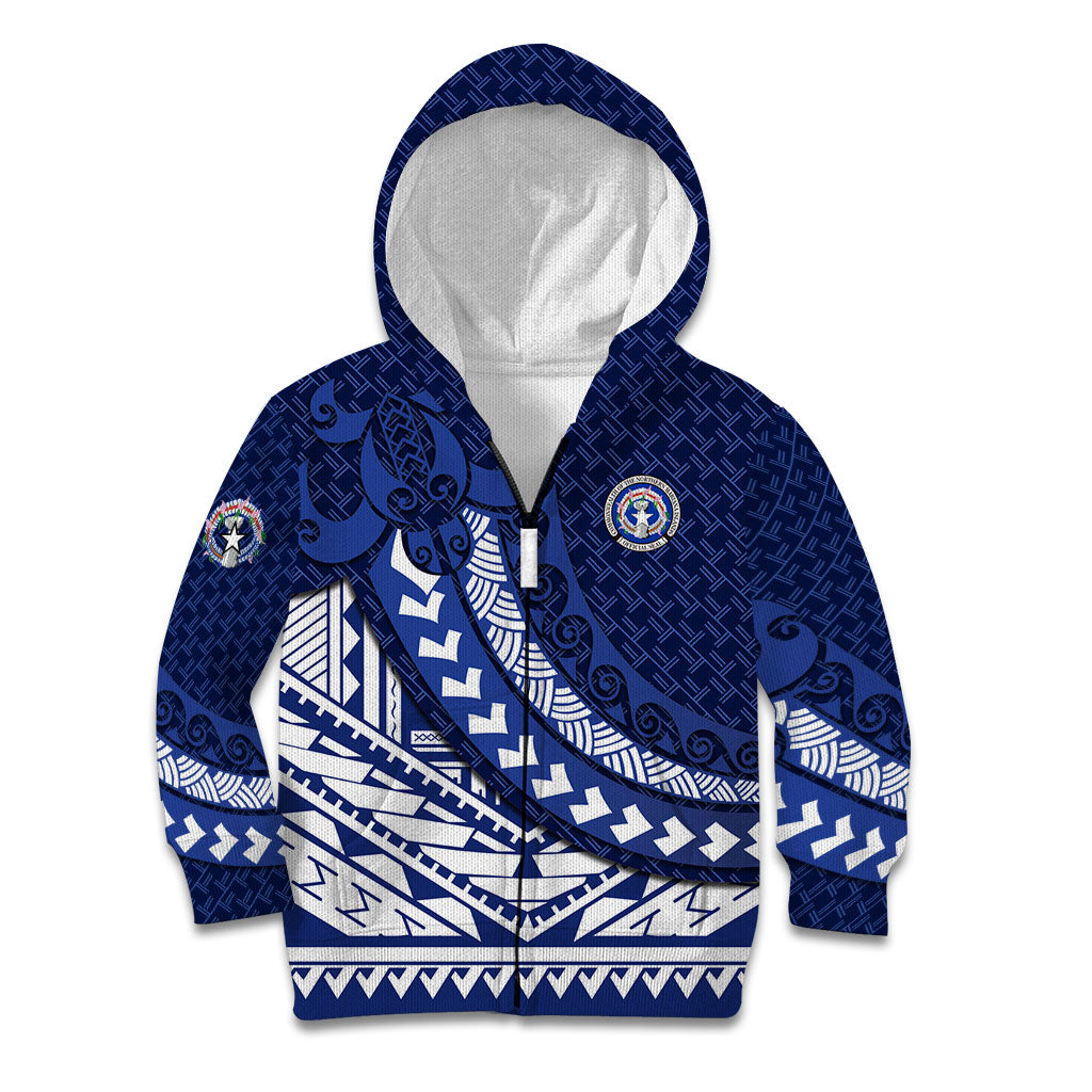 Northern Mariana Islands Saipan Kid Hoodie Polynesian Tribal Pattern - Commonwealth Seal Art