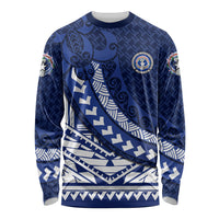 Northern Mariana Islands Saipan Long Sleeve Shirt Polynesian Tribal Pattern - Commonwealth Seal Art