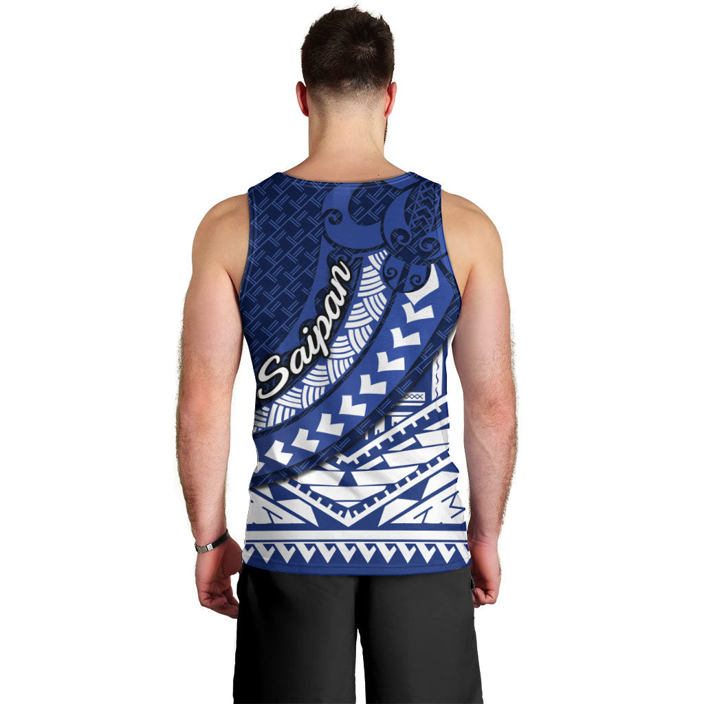Northern Mariana Islands Saipan Men Tank Top Polynesian Tribal Pattern - Commonwealth Seal Art