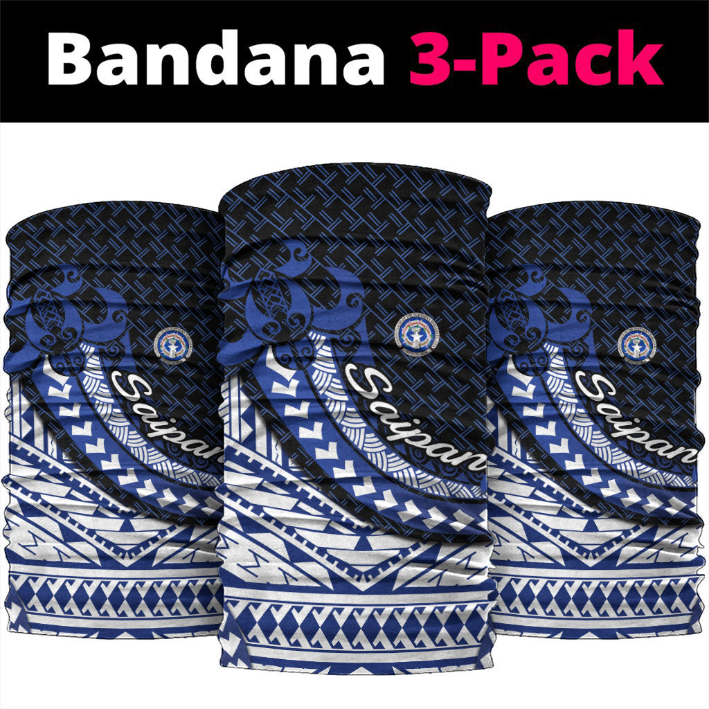 Northern Mariana Islands Saipan Neck Gaiter Polynesian Tribal Pattern - Commonwealth Seal Art