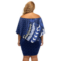 Northern Mariana Islands Saipan Off Shoulder Short Dress Polynesian Tribal Pattern - Commonwealth Seal Art TS04 - Polynesian Pride