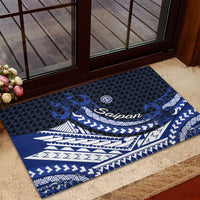 Northern Mariana Islands Saipan Rubber Doormat Polynesian Tribal Pattern - Commonwealth Seal Art