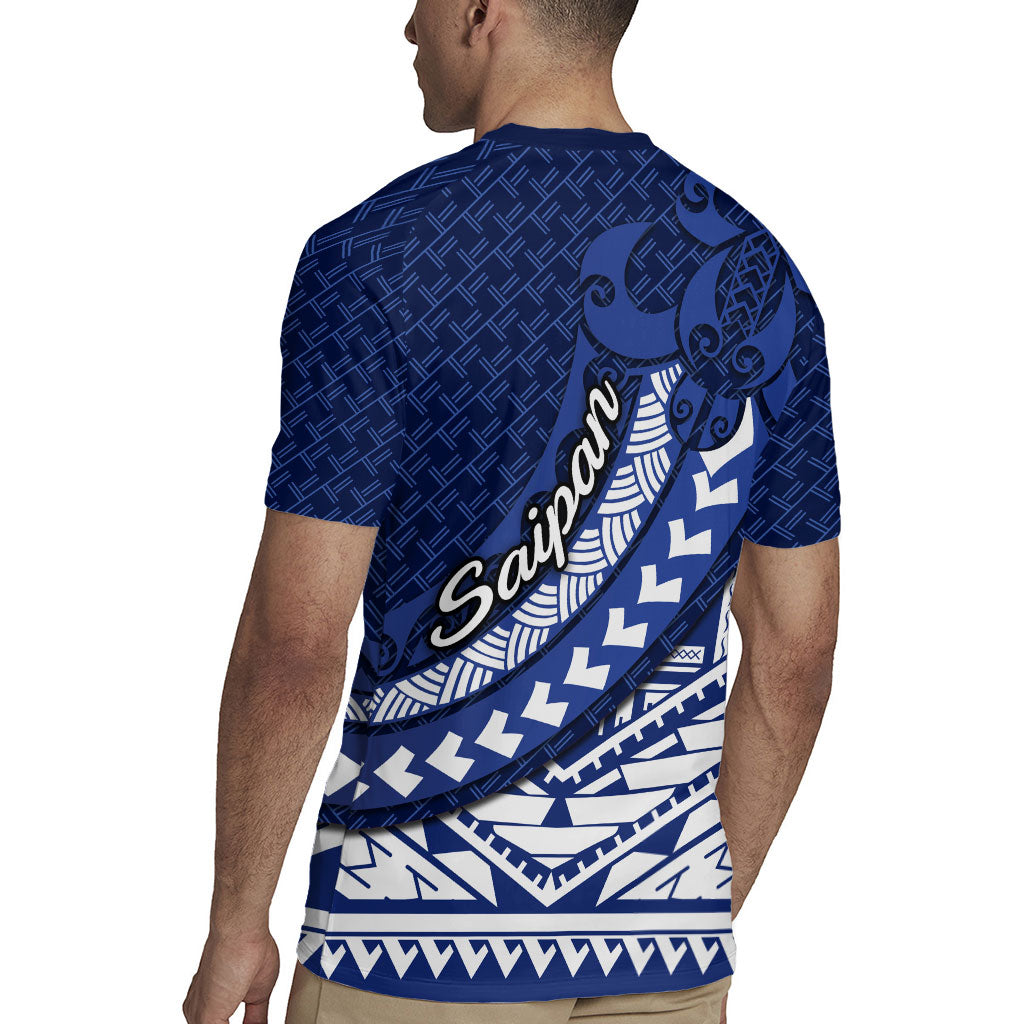 Northern Mariana Islands Saipan Rugby Jersey Polynesian Tribal Pattern - Commonwealth Seal Art
