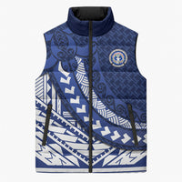 Northern Mariana Islands Saipan Sleeveless Puffer Jacket Polynesian Tribal Pattern - Commonwealth Seal Art