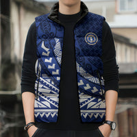 Northern Mariana Islands Saipan Sleeveless Puffer Jacket Polynesian Tribal Pattern - Commonwealth Seal Art