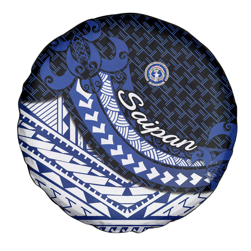 Northern Mariana Islands Saipan Spare Tire Cover Polynesian Tribal Pattern - Commonwealth Seal Art