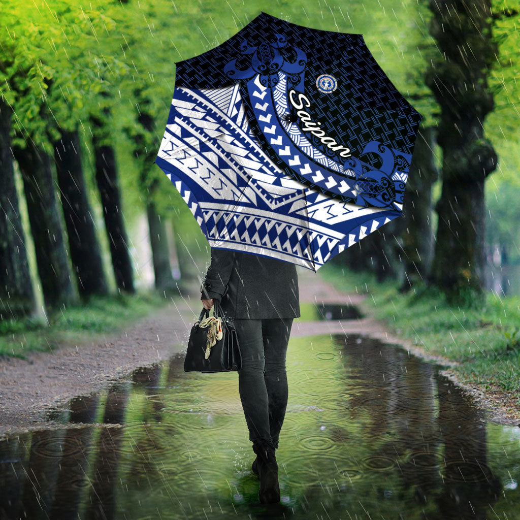 Northern Mariana Islands Saipan Umbrella Polynesian Tribal Pattern - Commonwealth Seal Art