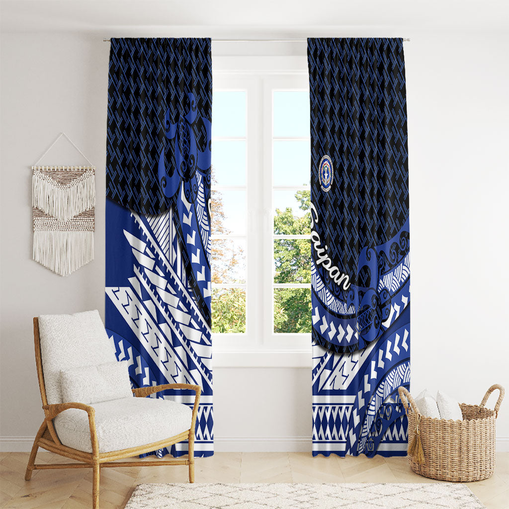 Northern Mariana Islands Saipan Window Curtain Polynesian Tribal Pattern - Commonwealth Seal Art