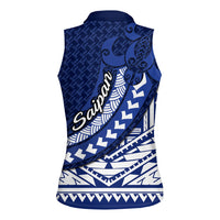 Northern Mariana Islands Saipan Women Sleeveless Polo Shirt Polynesian Tribal Pattern - Commonwealth Seal Art TS04 - Polynesian Pride