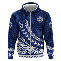 Northern Mariana Islands Saipan Zip Hoodie Polynesian Tribal Pattern - Commonwealth Seal Art