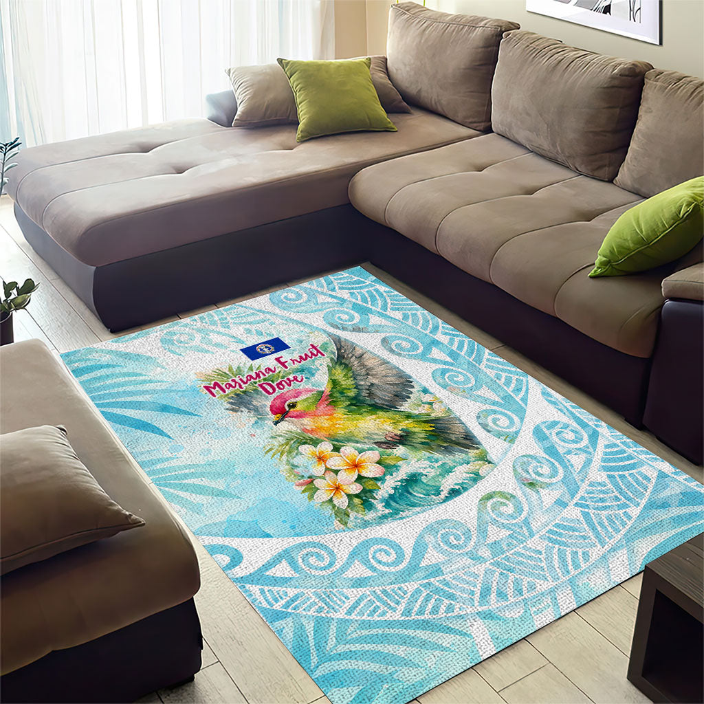 Saipan CMNI Area Rug Polynesian Northern Mariana Islands Fruit Dove Watercolor
