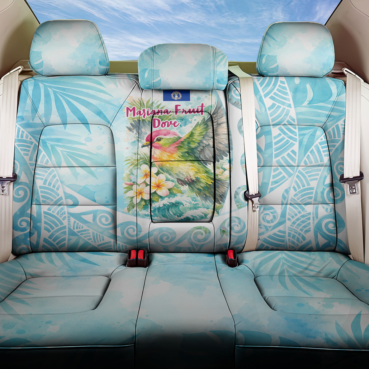 Saipan CMNI Back Car Seat Cover Polynesian Northern Mariana Islands Fruit Dove Watercolor