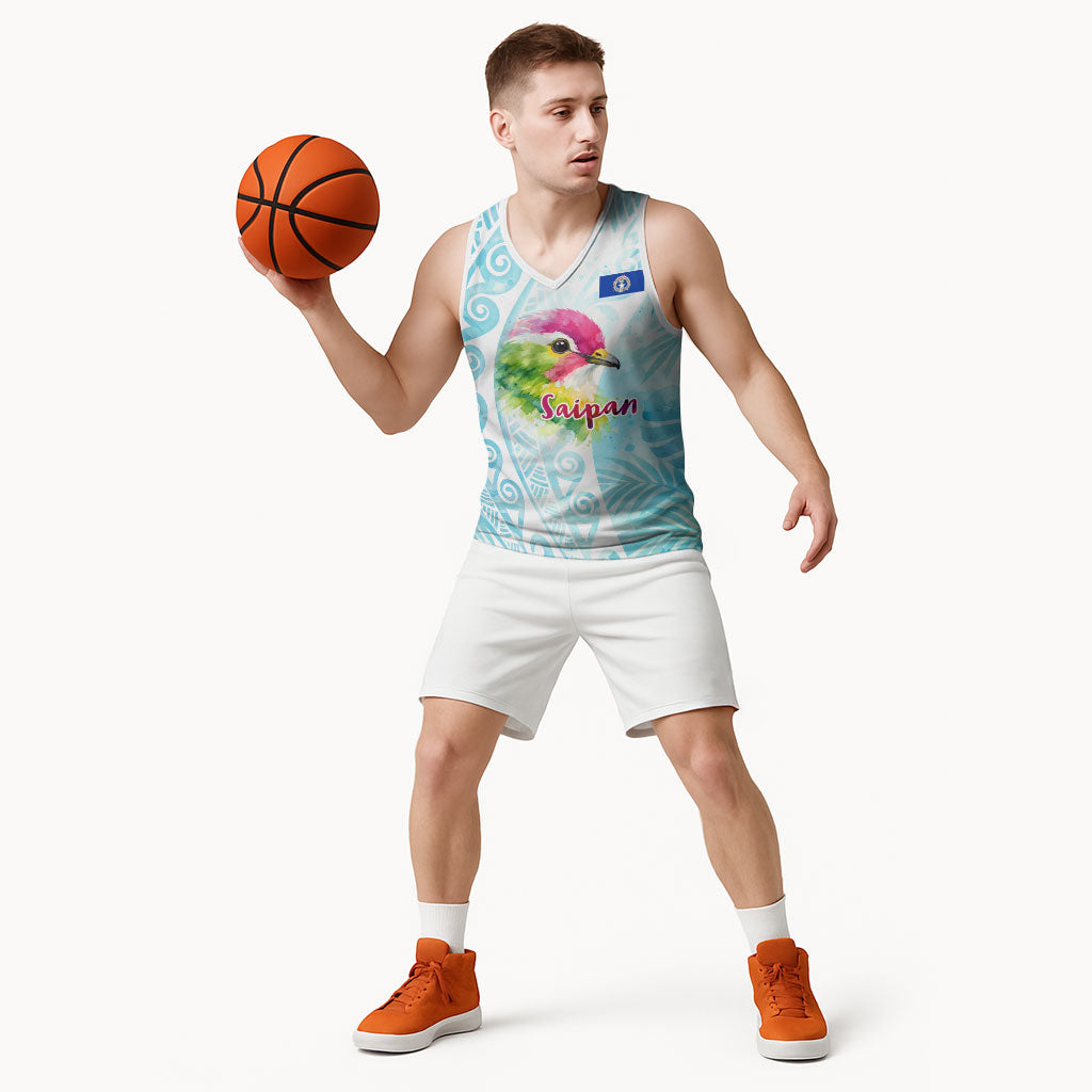 Saipan CMNI Basketball Jersey Polynesian Northern Mariana Islands Fruit Dove Watercolor