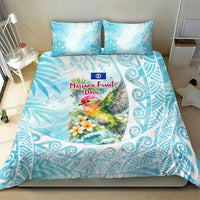 Saipan CMNI Bedding Set Polynesian Northern Mariana Islands Fruit Dove Watercolor