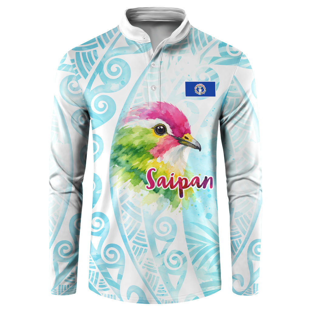 Saipan CMNI Button Sweatshirt Polynesian Northern Mariana Islands Fruit Dove Watercolor