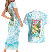 Saipan CMNI Couples Matching Short Sleeve Bodycon Dress and Hawaiian Shirt Polynesian Northern Mariana Islands Fruit Dove Watercolor TS04 - Polynesian Pride