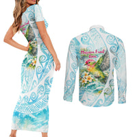 Saipan CMNI Couples Matching Short Sleeve Bodycon Dress and Long Sleeve Button Shirt Polynesian Northern Mariana Islands Fruit Dove Watercolor TS04 - Polynesian Pride
