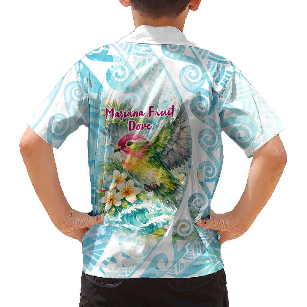 Saipan CMNI Family Matching Short Sleeve Bodycon Dress and Hawaiian Shirt Polynesian Northern Mariana Islands Fruit Dove Watercolor TS04 - Polynesian Pride