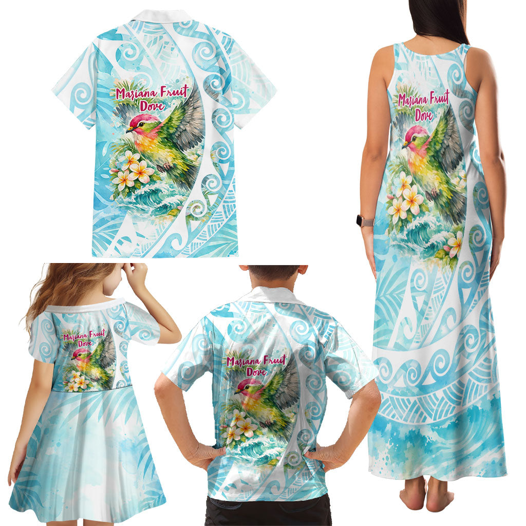 Saipan CMNI Family Matching Tank Maxi Dress and Hawaiian Shirt Polynesian Northern Mariana Islands Fruit Dove Watercolor TS04 - Polynesian Pride
