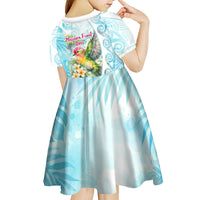 Saipan CMNI Kid Short Sleeve Dress Polynesian Northern Mariana Islands Fruit Dove Watercolor