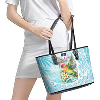 Saipan CMNI Leather Tote Bag Polynesian Northern Mariana Islands Fruit Dove Watercolor