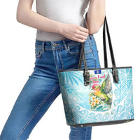 Saipan CMNI Leather Tote Bag Polynesian Northern Mariana Islands Fruit Dove Watercolor
