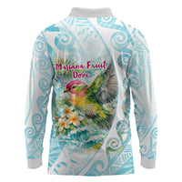 Saipan CMNI Long Sleeve Polo Shirt Polynesian Northern Mariana Islands Fruit Dove Watercolor TS04 - Polynesian Pride