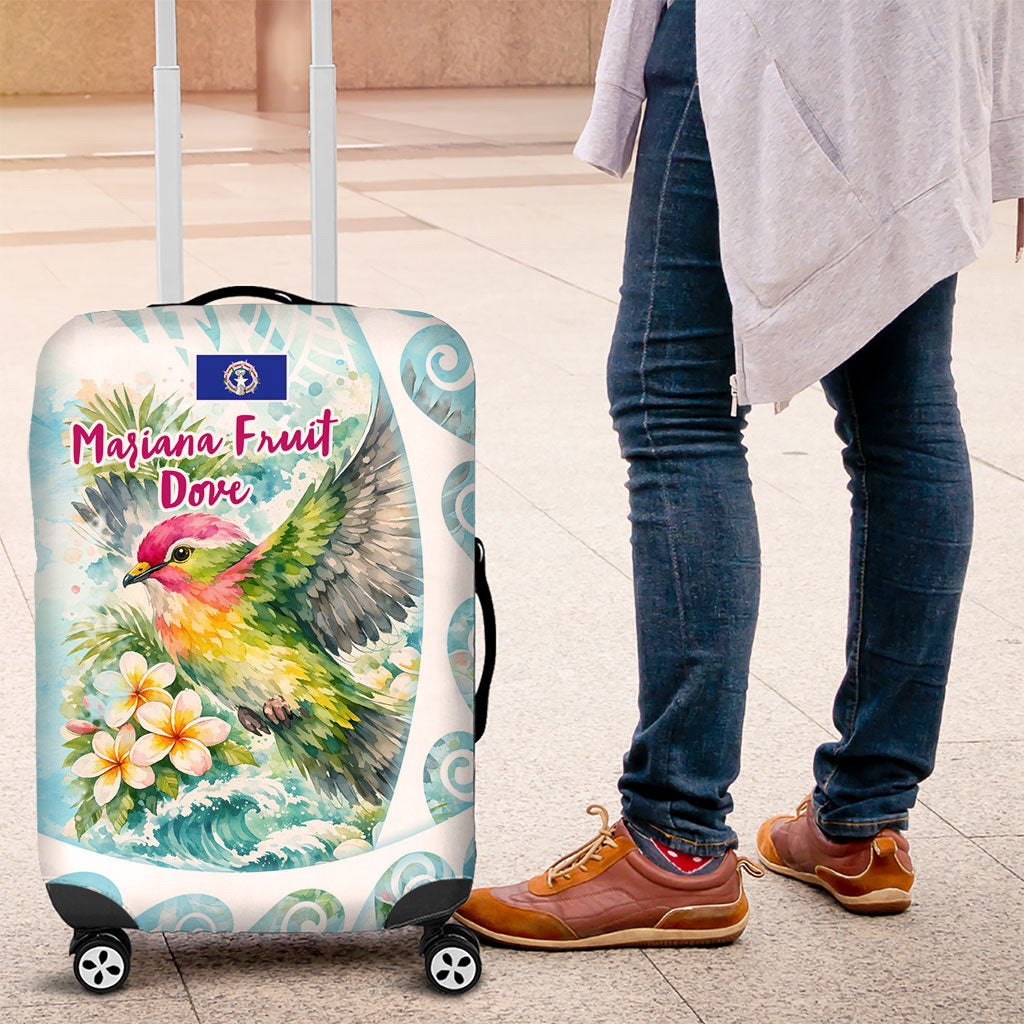 Saipan CMNI Luggage Cover Polynesian Northern Mariana Islands Fruit Dove Watercolor