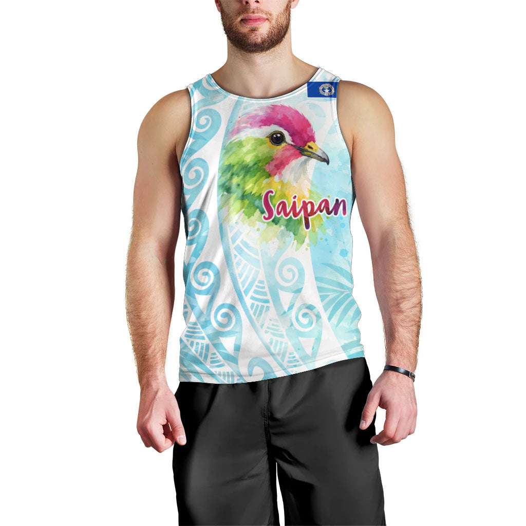 Saipan CMNI Men Tank Top Polynesian Northern Mariana Islands Fruit Dove Watercolor TS04 - Polynesian Pride