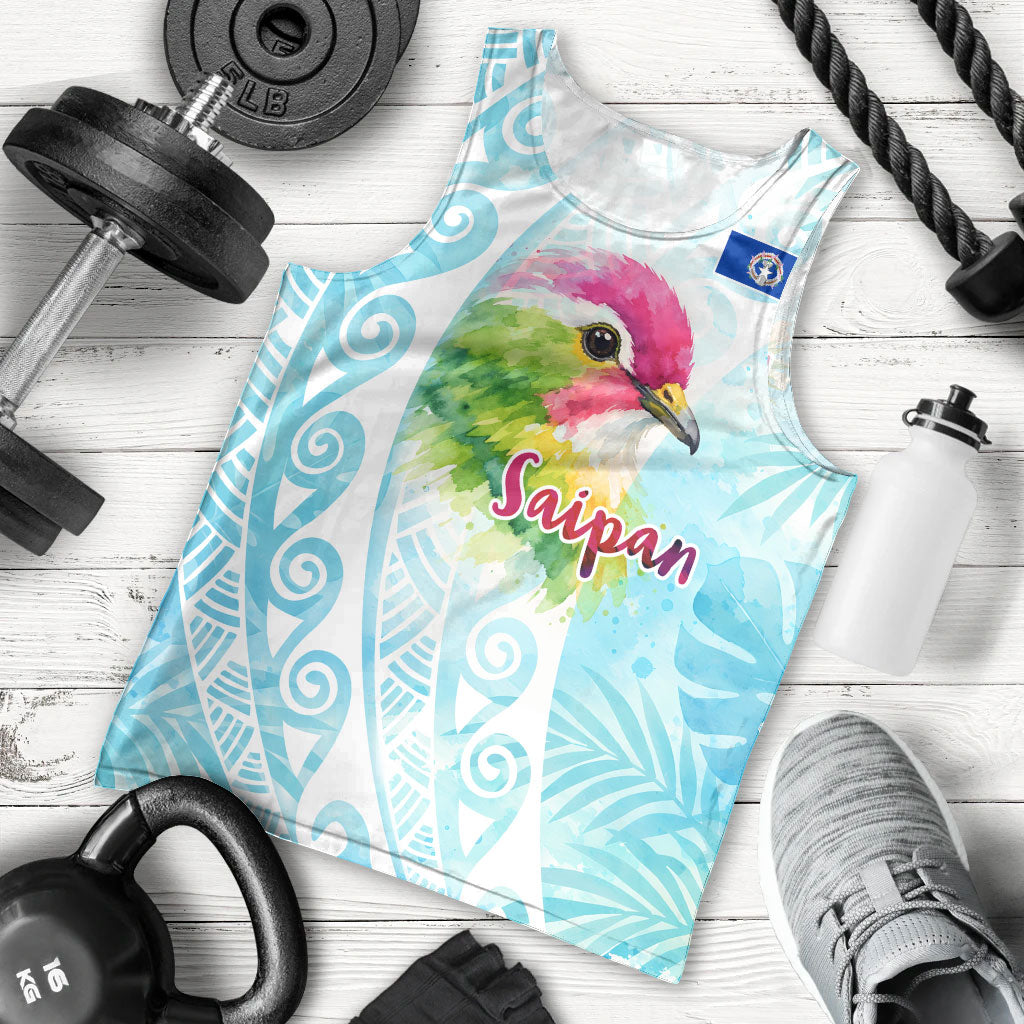 Saipan CMNI Men Tank Top Polynesian Northern Mariana Islands Fruit Dove Watercolor TS04 - Polynesian Pride