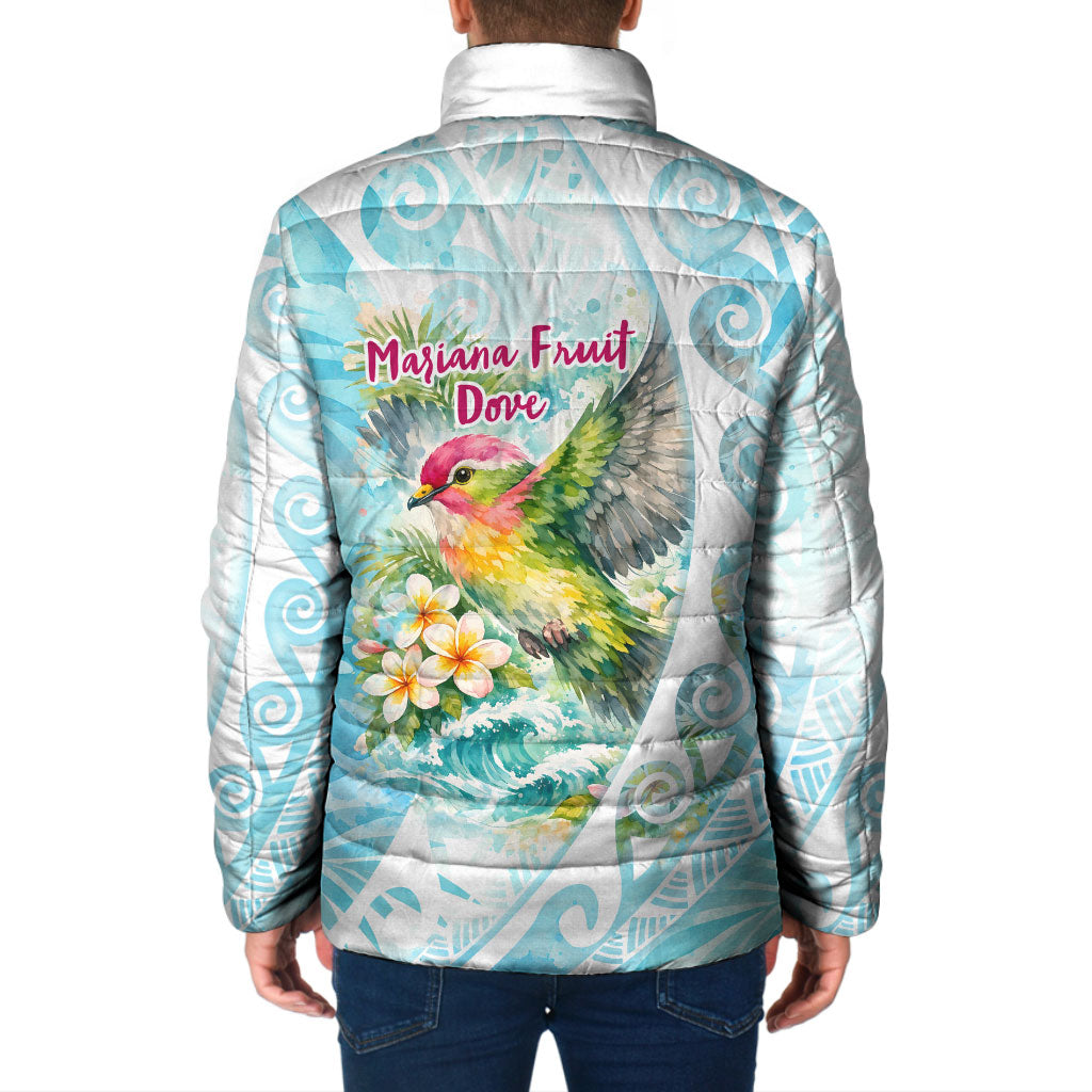 Saipan CMNI Padded Jacket Polynesian Northern Mariana Islands Fruit Dove Watercolor