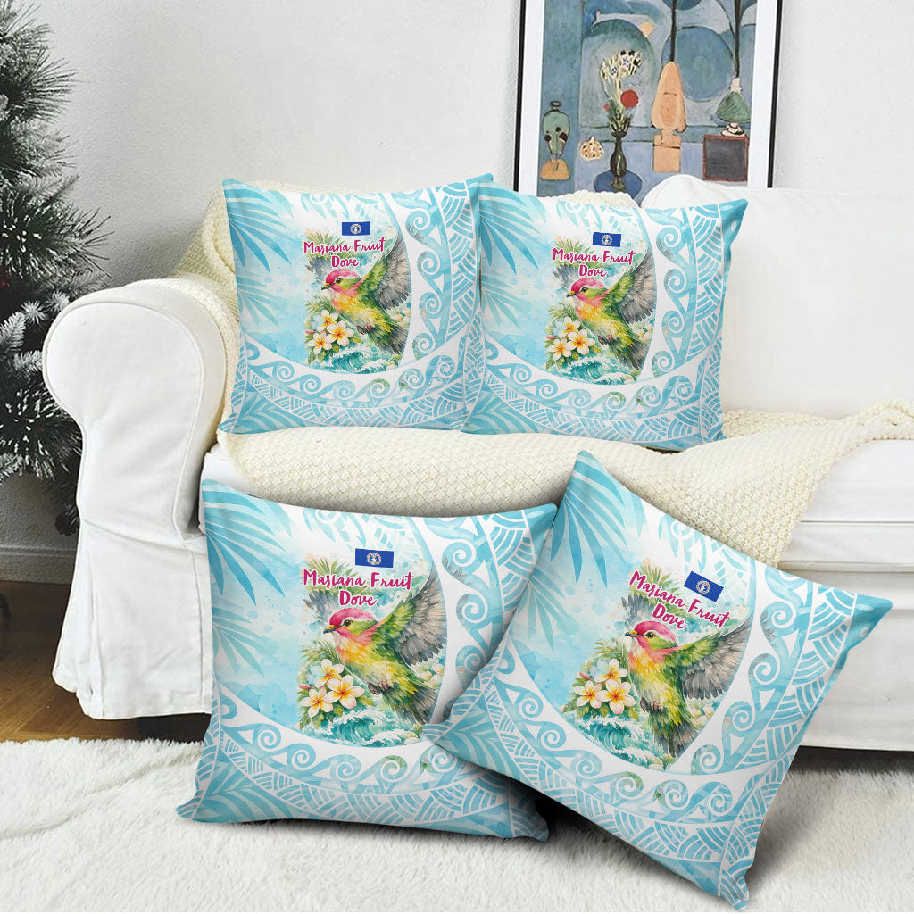 Saipan CMNI Pillow Cover Polynesian Northern Mariana Islands Fruit Dove Watercolor