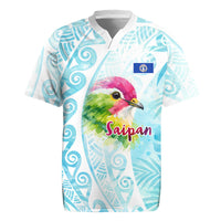Saipan CMNI Rugby Jersey Polynesian Northern Mariana Islands Fruit Dove Watercolor TS04 Blue White - Polynesian Pride