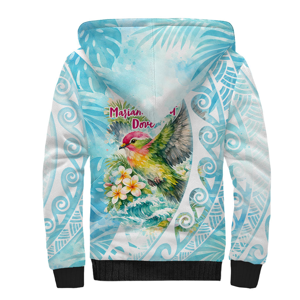 Saipan CMNI Sherpa Hoodie Polynesian Northern Mariana Islands Fruit Dove Watercolor TS04 - Polynesian Pride