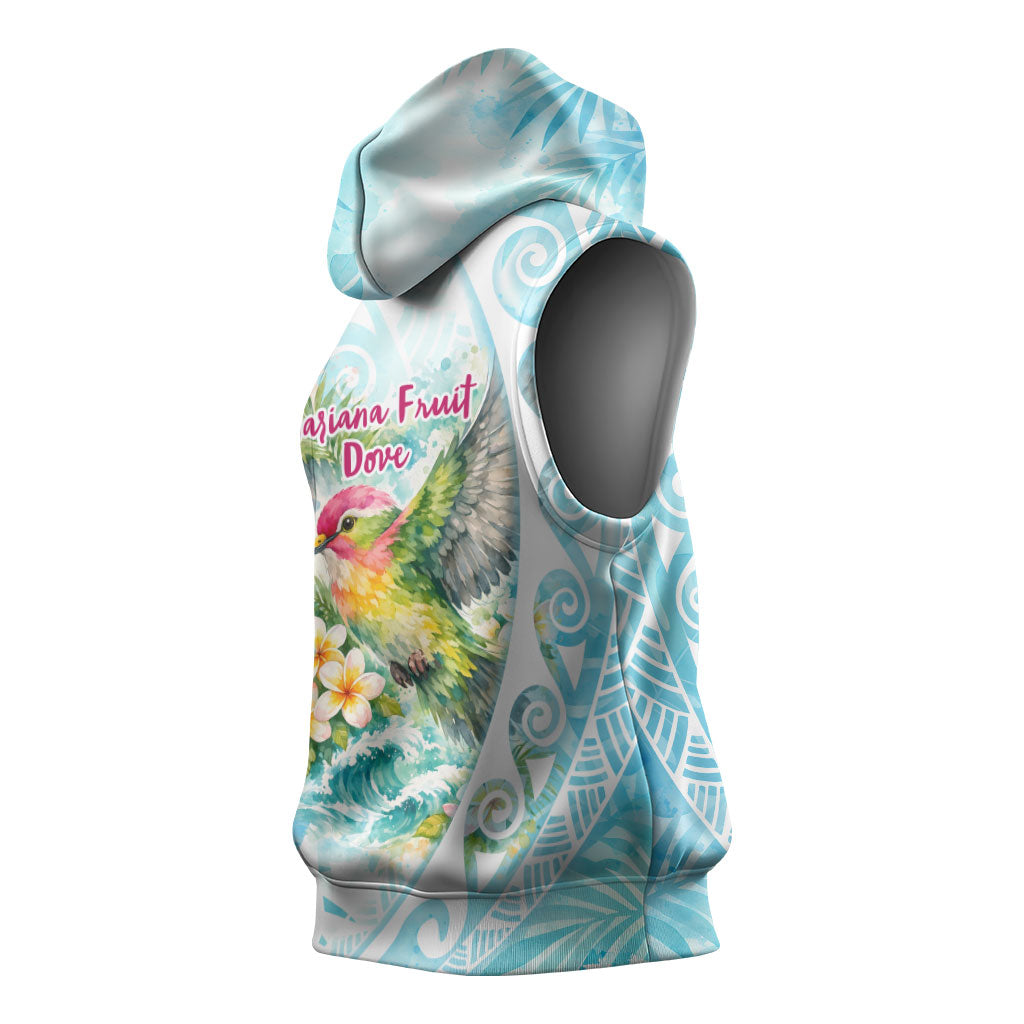Saipan CMNI Sleeveless Hoodie Polynesian Northern Mariana Islands Fruit Dove Watercolor