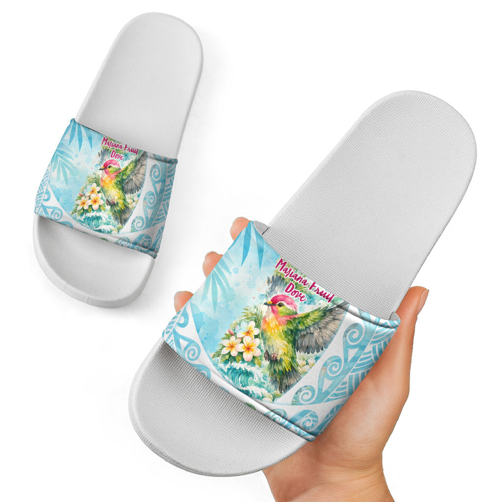Saipan CMNI Slide Sandals Polynesian Northern Mariana Islands Fruit Dove Watercolor