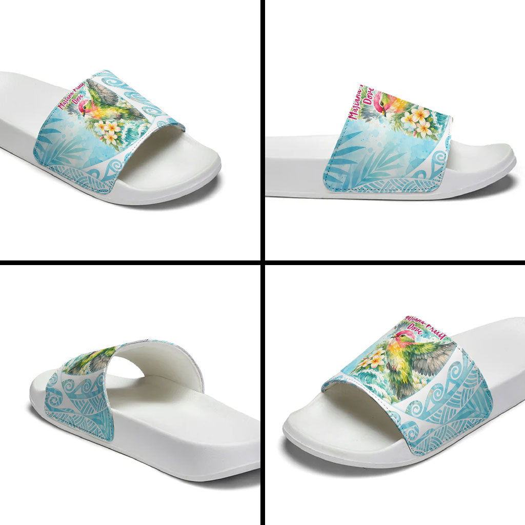 Saipan CMNI Slide Sandals Polynesian Northern Mariana Islands Fruit Dove Watercolor