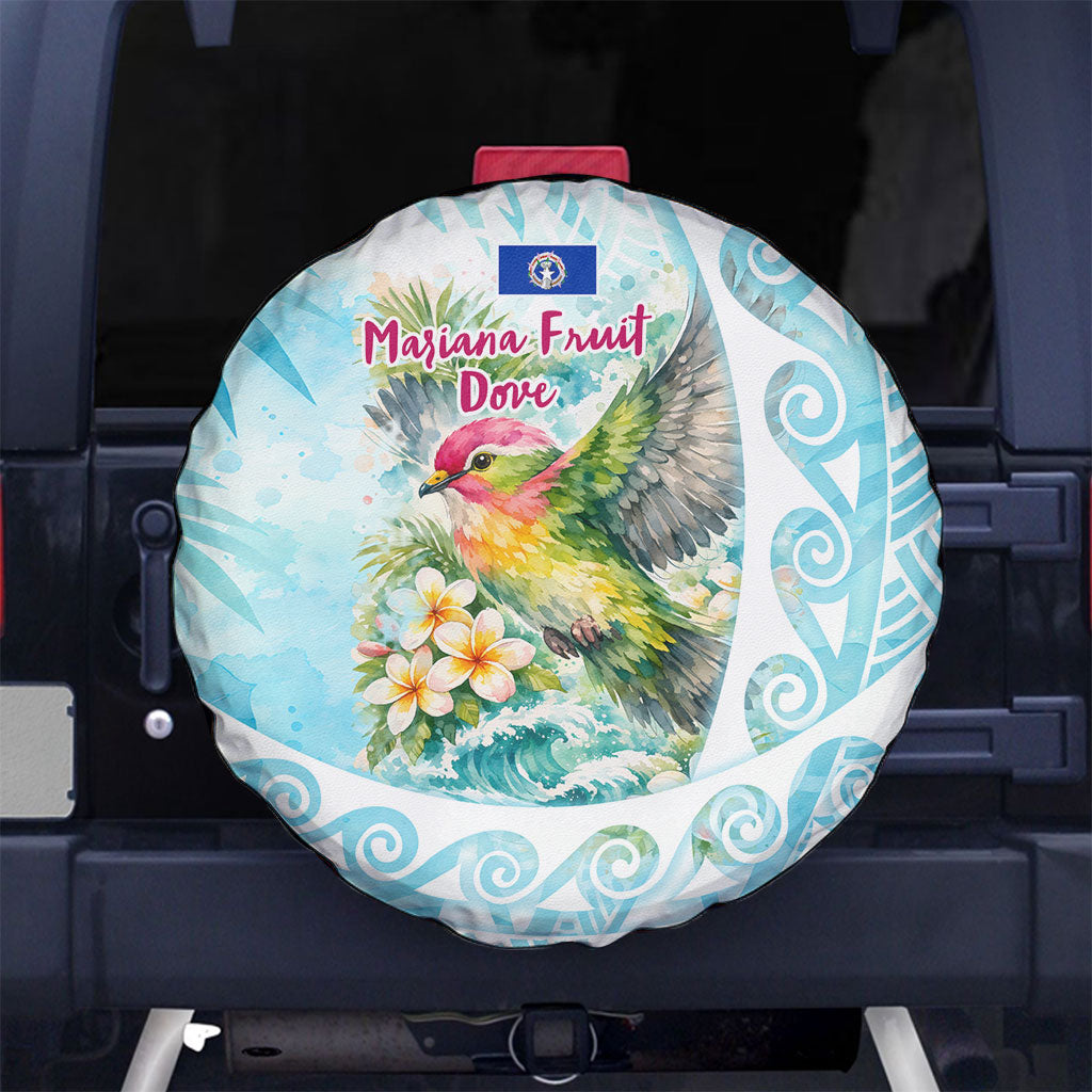 Saipan CMNI Spare Tire Cover Polynesian Northern Mariana Islands Fruit Dove Watercolor
