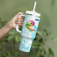 Saipan CMNI Tumbler With Handle Polynesian Northern Mariana Islands Fruit Dove Watercolor